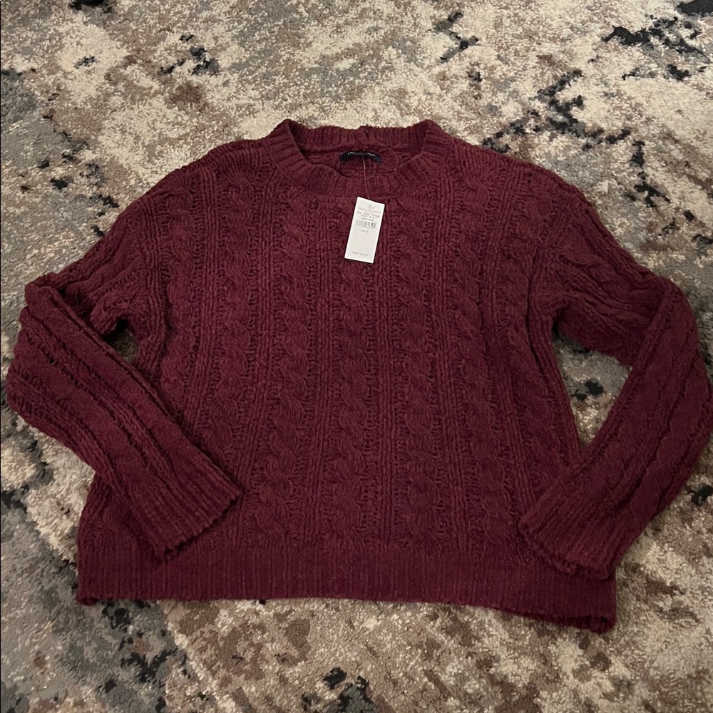 American Eagle Outfitters Maroon Cable Knit Sweater